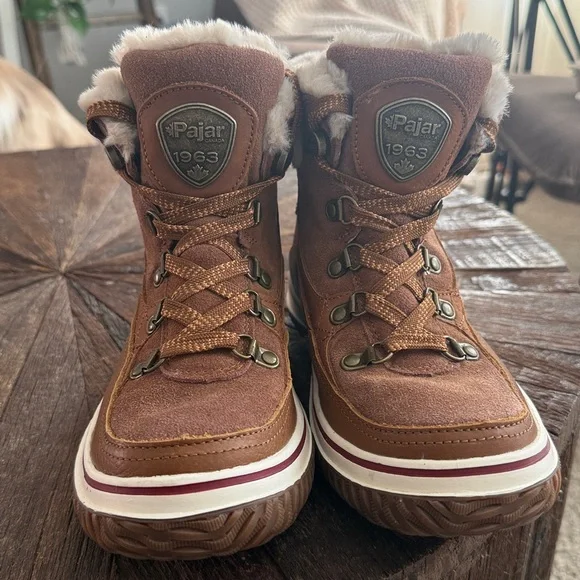 Pajar Canada Giselle Waterproof Leather Snow Boots Fur Lined Brown - Picture 11 of 11